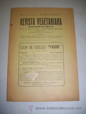 Collezionismo di Riviste e Giornali: REVISTA VEGETARIANA NATURALISTA. A&ntilde;o V ; N&ordm; LV ; Septiembre 1913