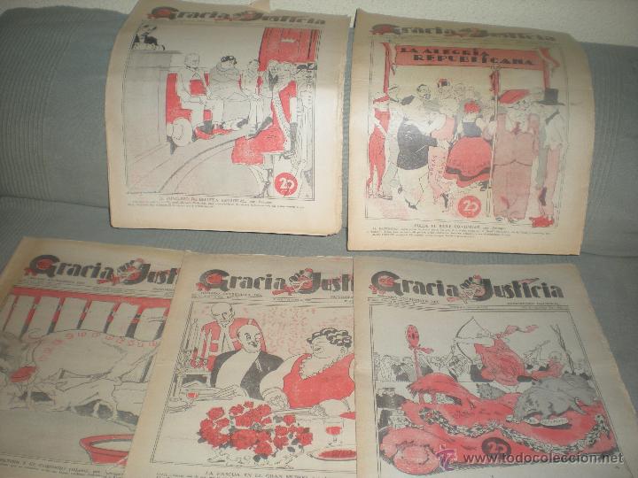 Coleccionismo de Revistas y Peri&oacute;dicos: LOTE DE 5 PERIODICOS EPOCA 2&ordm; REPUBLICA GRACIA Y JUSTICIA .ORGANO EXTREMISTA DEL HUMORISMO NACIONAL.