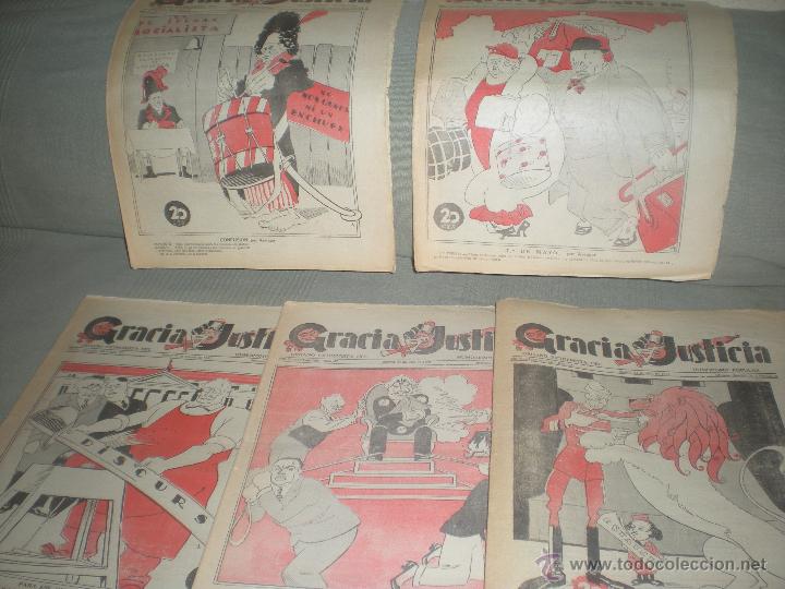 Coleccionismo de Revistas y Peri&oacute;dicos: LOTE DE 5 PERIODICOS EPOCA 2&ordm; REPUBLICA GRACIA Y JUSTICIA .ORGANO EXTREMISTA DEL HUMORISMO NACIONAL.