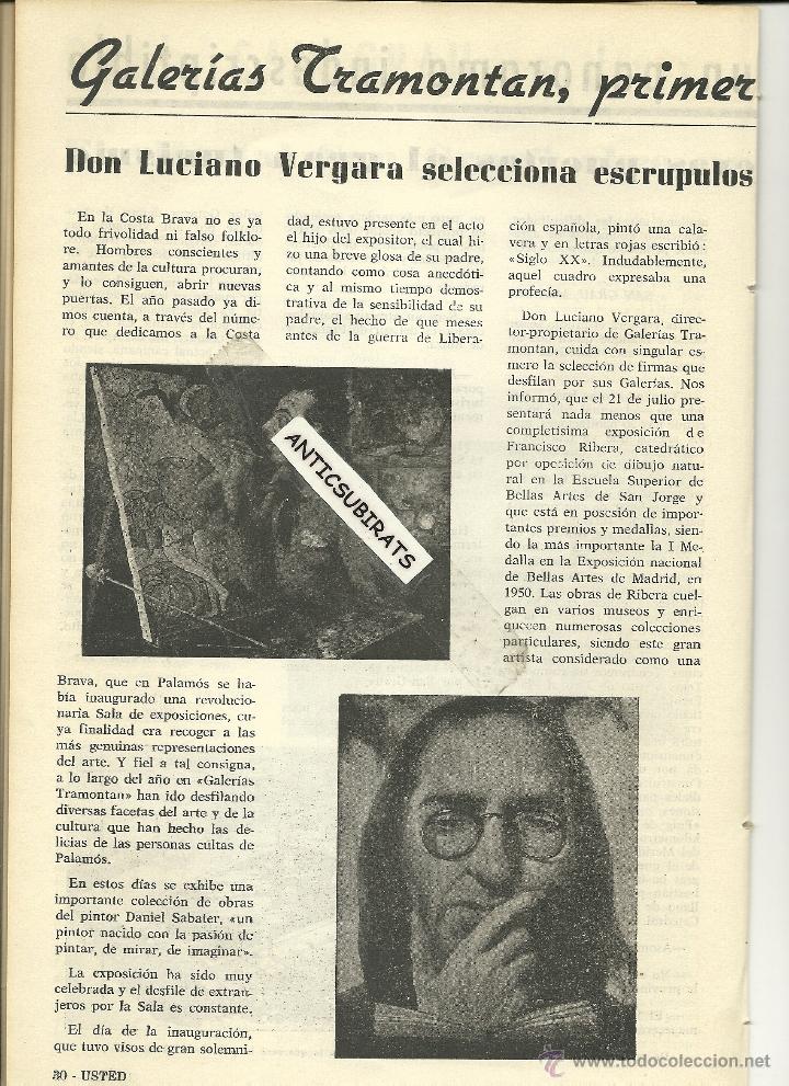 Collectionnisme de Revues et Journaux: REVISTA USTED A&Ntilde;O 1962  GALERIAS TRAMONTANA DE PALAMOS LUCIANO VERGARA DANIEL SABATER