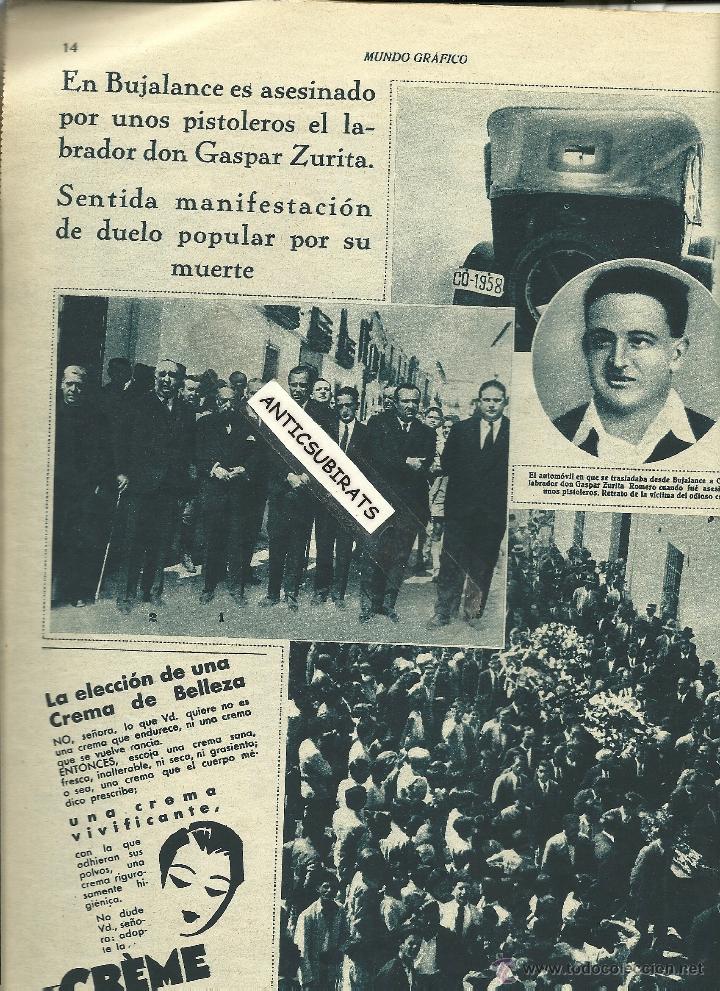 Coleccionismo de revistas y peri&oacute;dicos: REVISTA 1933 ASESINATO ZURITA EN BUJALANCE XIQUETS DE VALLS COLLA VELLA CASTELLERS CODORNIU VINO