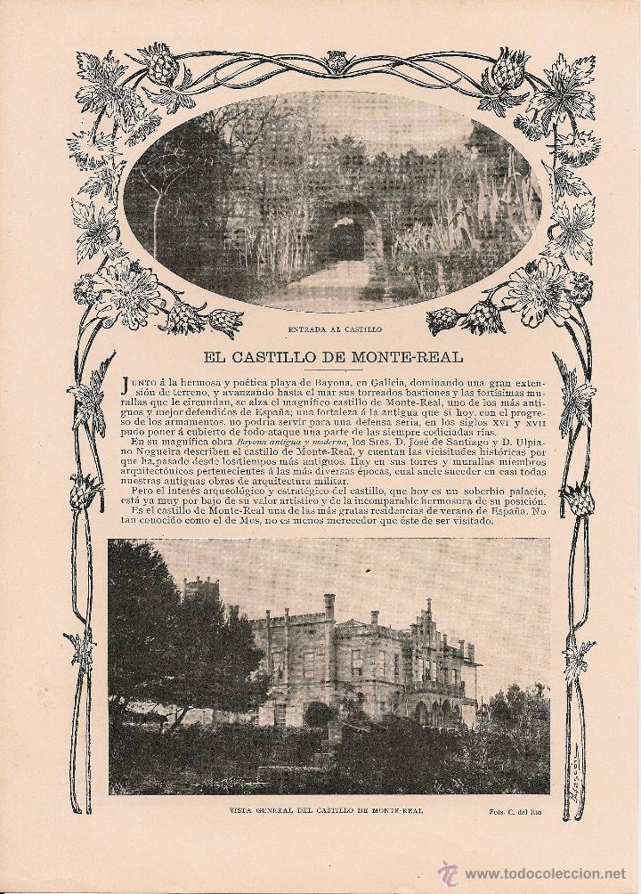 Coleccionismo de revistas y peri&oacute;dicos: * BAYONA, Galicia * El castillo de Monte-Real - 1904