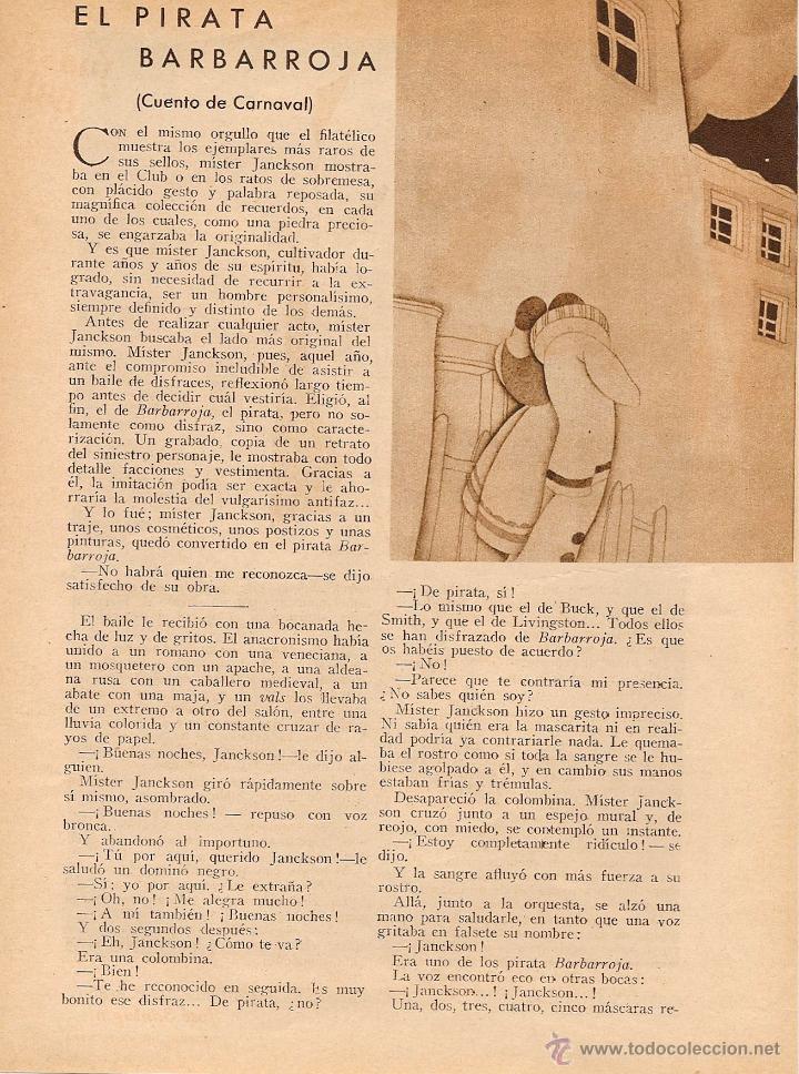 Collezionismo di Riviste e Giornali: El pirata Barbarroja/ cuento de carnaval de Jos&eacute; Santugini con dibujo de Masberger - 1932
