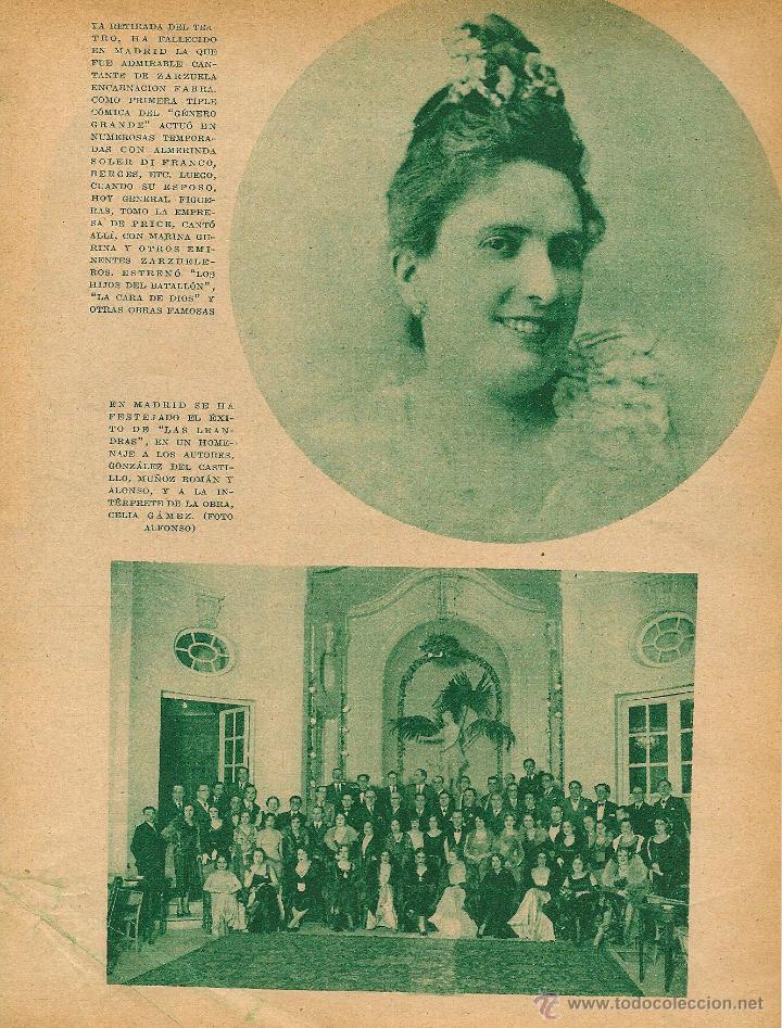Coleccionismo de revistas y peri&oacute;dicos: * TEATRO * Tiple Encarnaci&oacute;n Fabra, &eacute;xito de Las Leandras y Celia G&aacute;mez- 1932