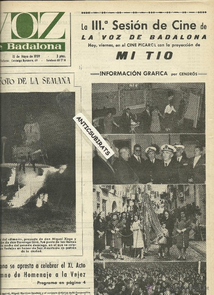 Coleccionismo de Revistas y Peri&oacute;dicos: REVISTA 1959 BADALONA DIMONI MIGUEL XIRGU DOMINGO GIRO PROCESION DE SAN ANASTASIO ALEJANDRO MOLINS S
