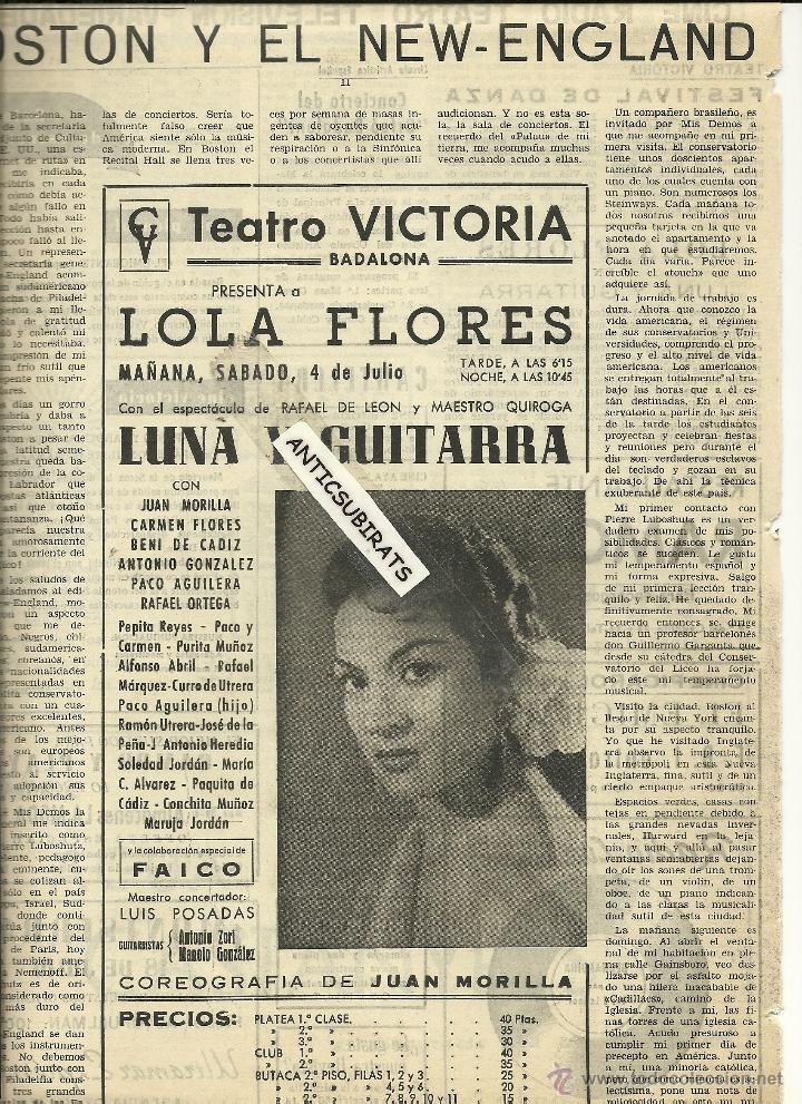 Coleccionismo de revistas y peri&oacute;dicos: REVISTA 1959 LOLA FLORES LUNA Y GUITARRA EN BADALONA SAN JUAN DE LLEFIA COFRADIA DE PESCADORES