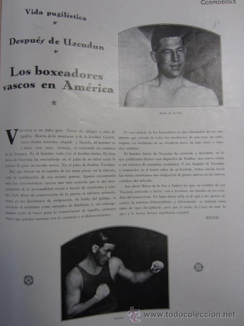Coleccionismo de Revistas y Peri&oacute;dicos: * BOXEO * Vida pugil&iacute;stica despu&eacute;s de Uzcudun. Los boxeadores vascos en Am&eacute;rica  - 1929