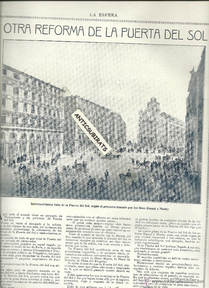 Sammeln von Zeitschriften und Zeitungen: REVISTA A&Ntilde;O 1922 PAULINO VICENTE PINTOR REFORMA DE LA PUERTA DEL SOL MADRID EUGENIO ARMBRUSTER
