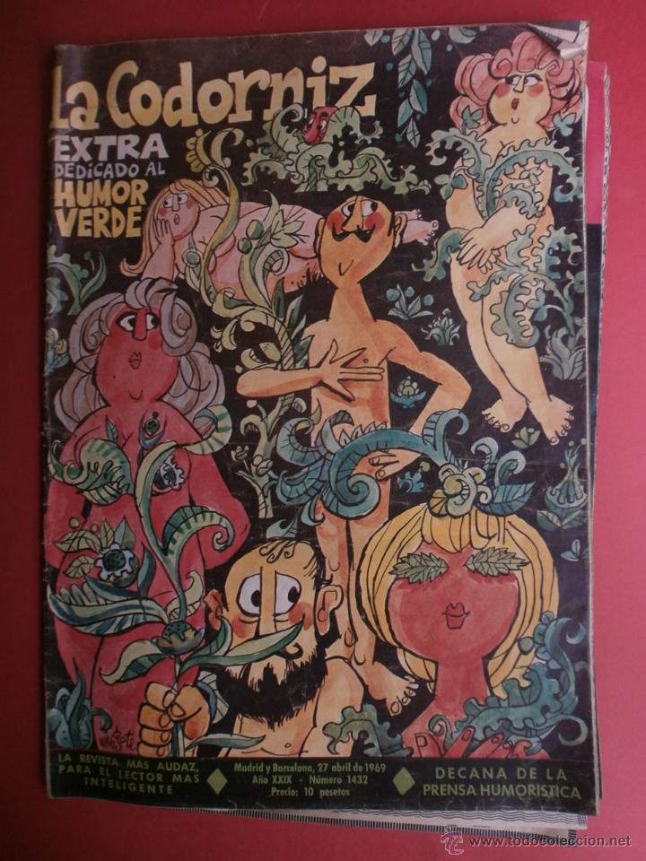 Coleccionismo de Revistas y Peri&oacute;dicos: LA CODORNIZ EXTRA  N&ordm;1432. A&Ntilde;O 1969. DEDICADO A HUMOR VERDE.