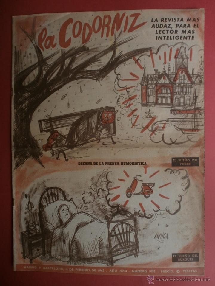 Coleccionismo de Revistas y Peri&oacute;dicos: LA CODORNIZ N&ordm;1055. A&Ntilde;O 1962. EL SUE&Ntilde;O DEL POBRE. EL SUE&Ntilde;O DEL BURGUES.