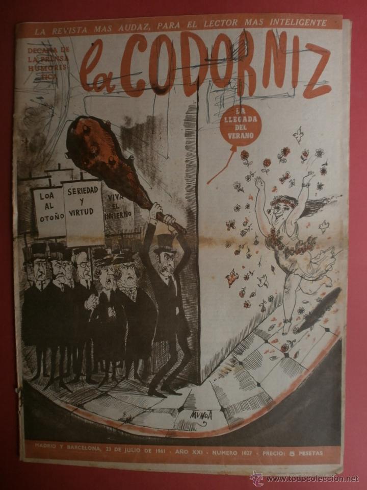 Coleccionismo de Revistas y Peri&oacute;dicos: LA CODORNIZ N&ordm;1027. A&Ntilde;O 1961.