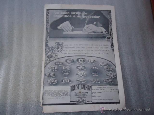 Coleccionismo de revistas y peri&oacute;dicos: 1926 - hoja publicitaria trust joyero, un buen brillante identifica a su poseedor