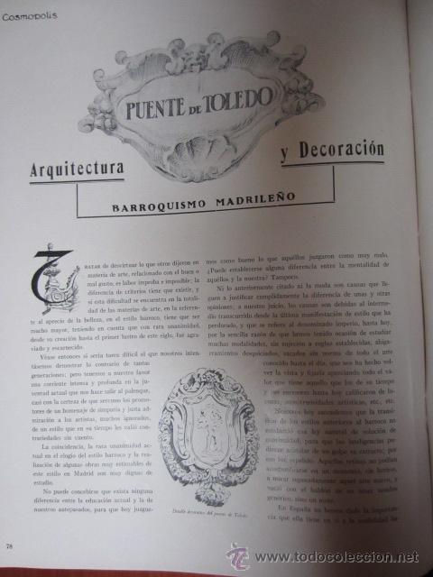 Coleccionismo de revistas y peri&oacute;dicos: * MADRID * Puente de Toledo: barroquismo madrile&ntilde;o / ANTONIO PRAST , dibujos de Bustos  - 1930