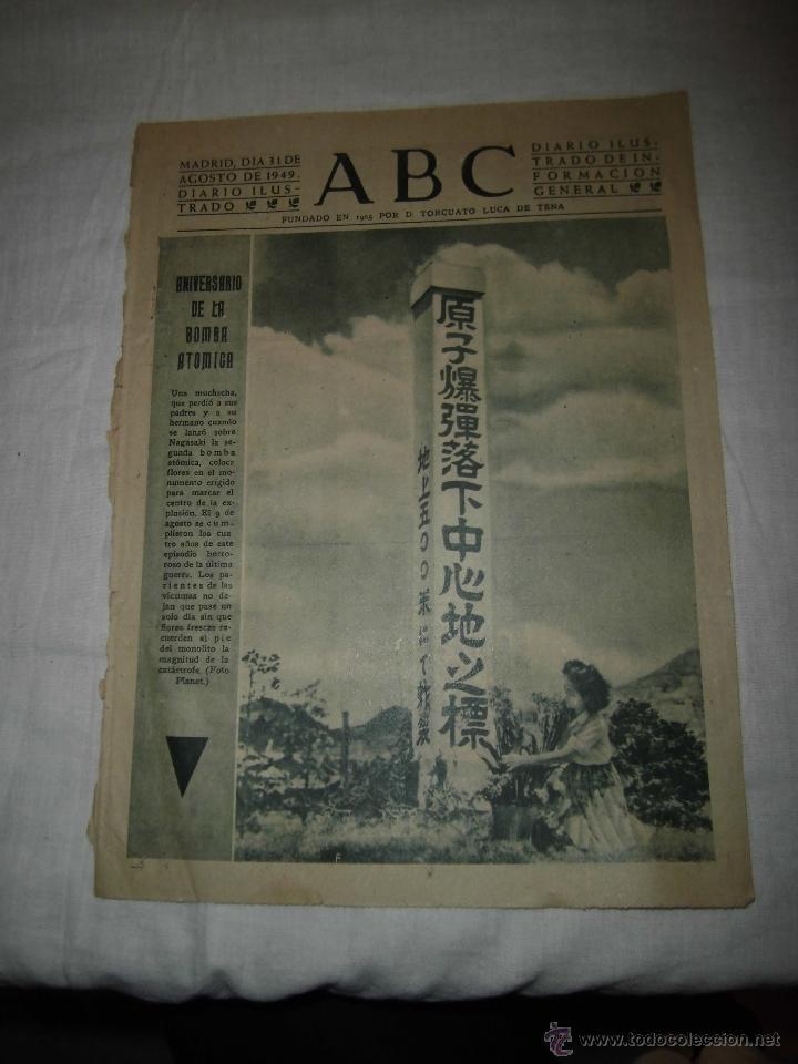 Coleccionismo de revistas y peri&oacute;dicos: ANIVERSARIO DE LA BOMBA ATOMICA /PUBLICIDAD VARIADA  HOJA DE REVISTA ABC 1949
