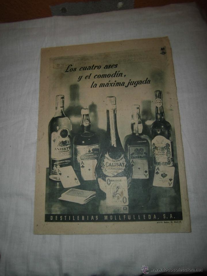 Coleccionismo de revistas y peri&oacute;dicos: LOS CUATRO ASES Y EL COMODIN LA MAXIMA JUGADA DESTILERIAS MOLLFULLEDA CALISAHOJA DE REVISTA ABC 1949