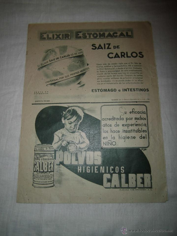 Coleccionismo de revistas y peri&oacute;dicos: ELIXIR ESTOMACAL CARLOS SAINZ/POLVOS HIGIENICOS CALBER  HOJA DE REVISTA ABC 1949