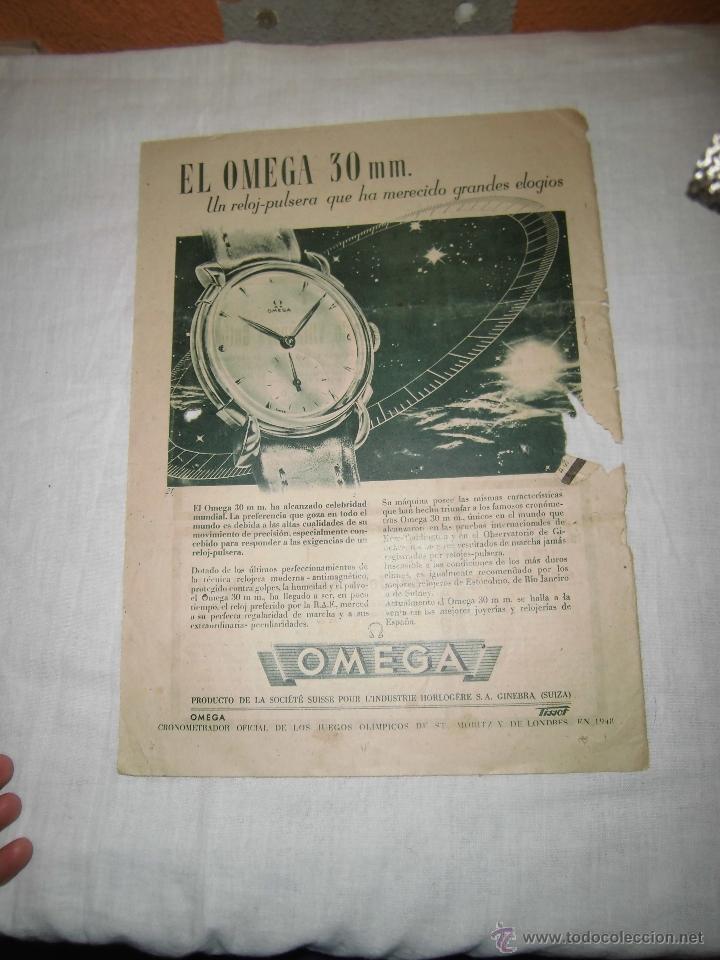 Coleccionismo de Revistas y Peri&oacute;dicos: RELOJ DE PULSERA OMEGA HOJA DE REVISTA ABC 1949