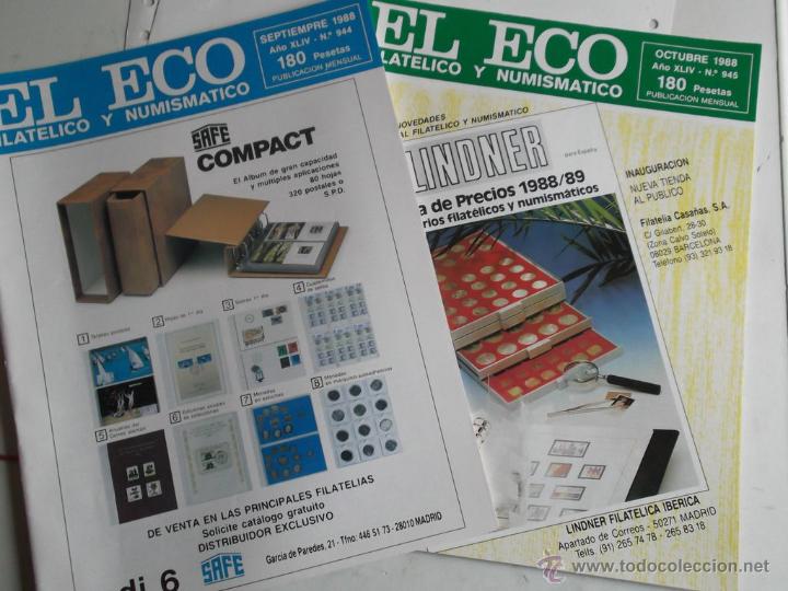 Coleccionismo de revistas y peri&oacute;dicos: El Eco Filat&eacute;lico n&uacute;meros: 944/945 Septiembre/Octubre 1988.