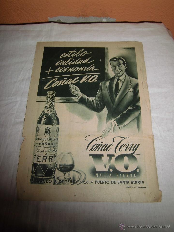 Collezionismo di Riviste e Giornali: PUBLICIDAD CO&Ntilde;AC TERRY V.O MALLA BLANCA HOJA DE REVISTA ABC 1949