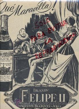Coleccionismo de Revistas y Peri&oacute;dicos: BRANDY FELIPE II JEREZ HOJA REVISTA