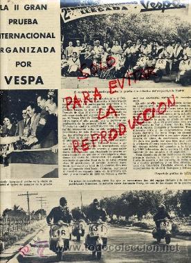 Coleccionismo de Revistas y Peri&oacute;dicos: MOTOCICLETAS VESPA 1959 PRUEBA INTERNACIONAL  RETAL HOJA REVISTA