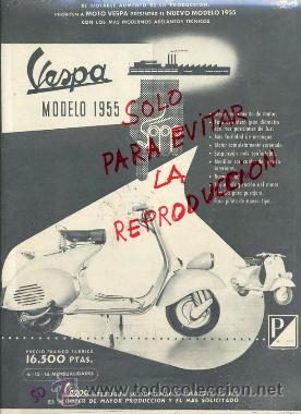 Coleccionismo de Revistas y Peri&oacute;dicos: MOTOCICLETAS VESPA 1955  RETAL HOJA REVISTA