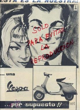 Coleccionismo de Revistas y Peri&oacute;dicos: MOTOCICLETAS VESPA 1959 RETAL HOJA REVISTA