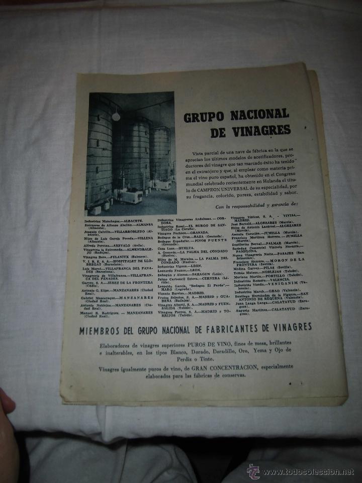 Collezionismo di Riviste e Giornali: GRUPO NACIONAL DE VINAGRES HOJA DE REVISTA ABC 1960