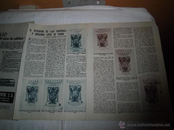 Collezionismo di Riviste e Giornali: EL GLOSADOR DE LAS PARTIDAS Y GREGORIO LOPEZ DE TOVAR 2 HOJAS DE REVISTA ABC 1960
