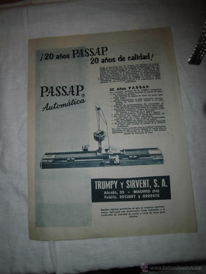 Coleccionismo de Revistas y Peri&oacute;dicos: MAQUINA DE TEJER PASSAP (TRUMPY Y SIRVENT) HOJA DE REVISTA ABC 1960