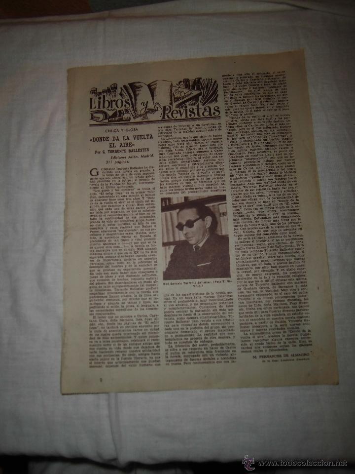 Collezionismo di Riviste e Giornali: DONDE DA LA VUELTA EL AIRE POR TORRENTE BALLESTER HOJA DE REVISTA ABC 1960