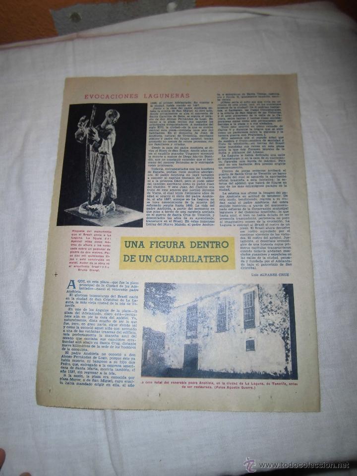 Collezionismo di Riviste e Giornali: EVOCACIONES LAGUNERAS CASA DE PADRE ANCHIETA EN LA LAGUNA TENERIFE HOJA DE REVISTA ABC 1960