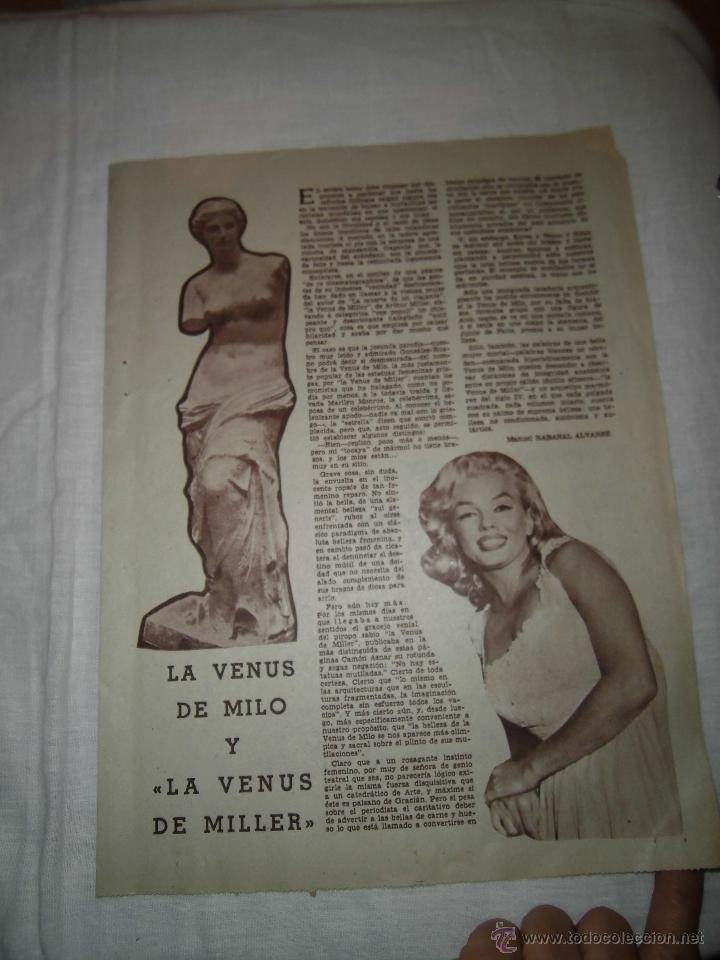 Collezionismo di Riviste e Giornali: LA VENUS DE MILO Y LA VENUS DE MILLER HOJA DE REVISTA ABC 1960