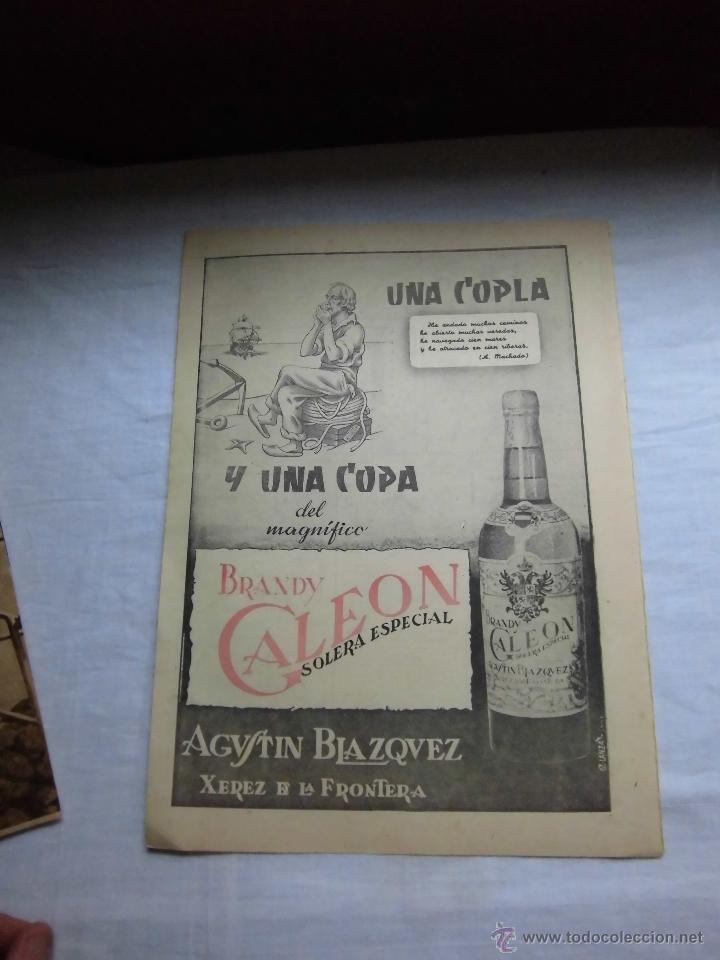 Coleccionismo de Revistas y Peri&oacute;dicos: BRANDY GALEON AGUSTIN BLAZQUEZ XEREZ DE LA FRONTERA  HOJA DE REVISTA 7 FLECHAS 1952