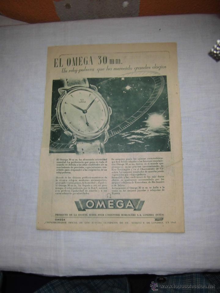 Coleccionismo de revistas y peri&oacute;dicos: RELOJ DE PULSERA OMEGA  HOJA DE REVISTA ABC 1949