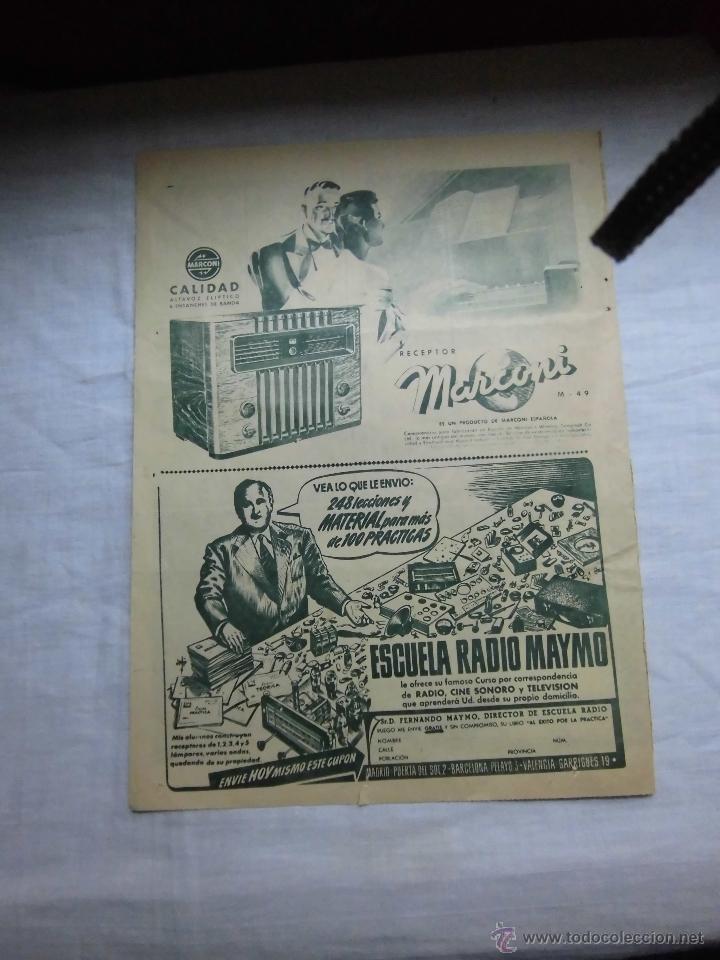 Coleccionismo de Revistas y Peri&oacute;dicos: RADIO RECEPTOR MARCONI/ESCUELA RADIO MAYMO HOJA DE REVISTA ABC 1949