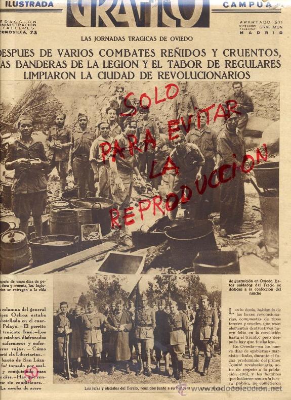 Coleccionismo de revistas y peri&oacute;dicos: OVIEDO 1934 BANDERAS DE LA LEGION Y REGULARES LIMPIARON CIUDAD DE REVOLUCIONARIOS 2 HOJAS REVISTA