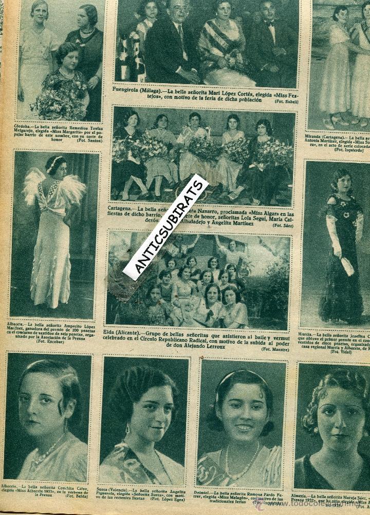 Collection Magazines and Newspapers: 1933 MISS FUENGIROLA CARTAGENA ELDA MIRANDA ALMERIA DAIMIEL SUECA VALENCIA ALBACETE ESCOBAR
