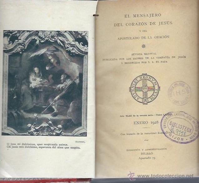 Sammeln von Zeitschriften und Zeitungen: EL MENSAJERO DEL CORAZ&Oacute;N DE JES&Uacute;S Y DEL APOSTOLADO DE LA ORACI&Oacute;N, 1928 BILBAO