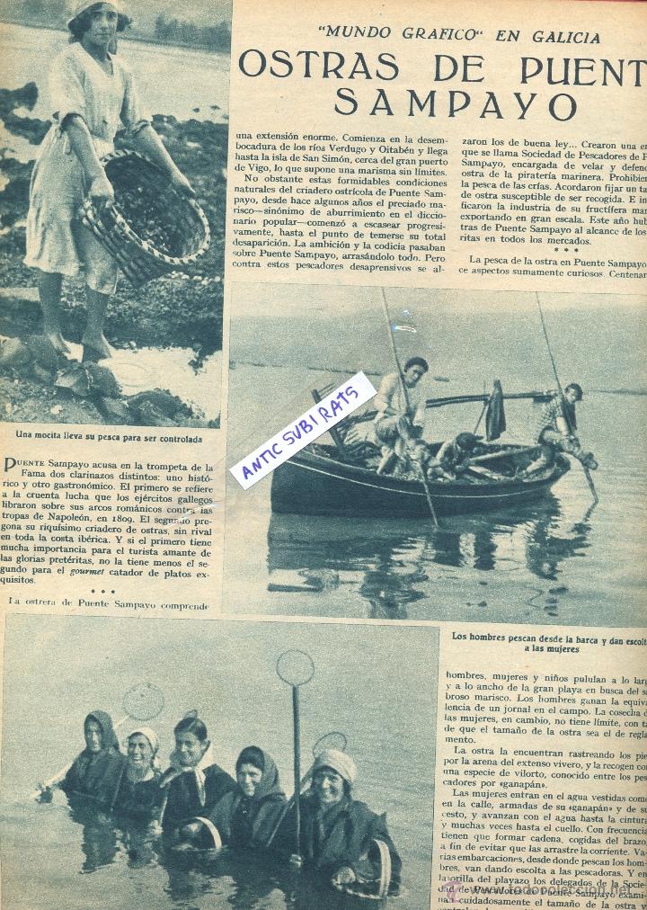 Coleccionismo de revistas y peri&oacute;dicos: REVISTA 1934 VIGO LAS OSTRAS DE  PUENTE SAMPAYO MARISCADORAS PESCADORAS GANAPAN PESCA EN GALICIA