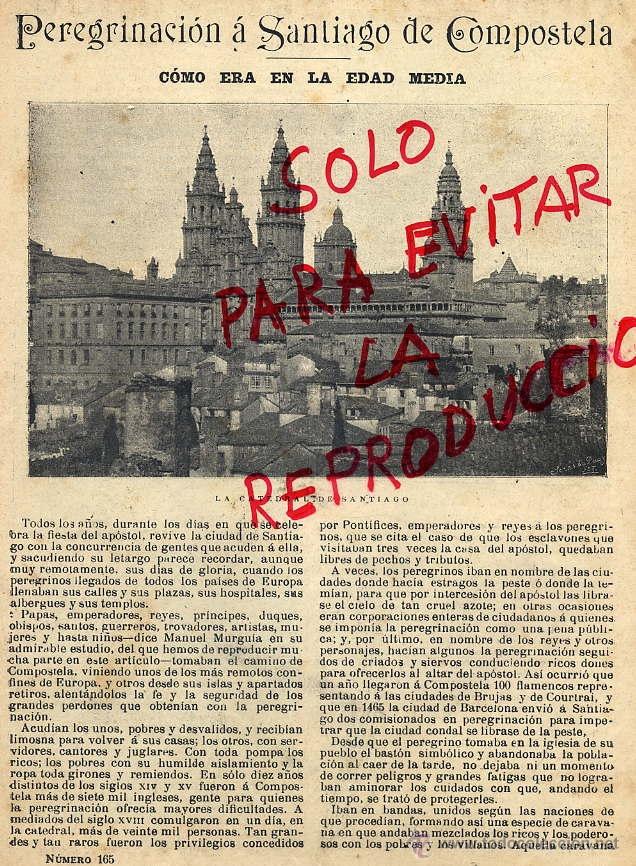 Coleccionismo de Revistas y Peri&oacute;dicos: SANTIAGO DE COMPOSTELA 1902 EN EDAD MEDIA 2 HOJAS REVISTA