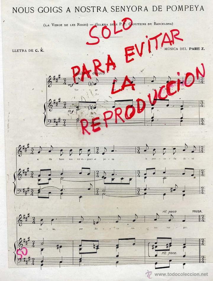Coleccionismo de revistas y peri&oacute;dicos: PARTITURA 1913 GOZO NUESTRA SE&Ntilde;ORA DE POMPEYA HOJA REVISTA