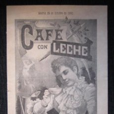Coleccionismo de Revistas y Periódicos: REVISTA 'CAFÉ CON LECHE'. MADRID, 1892. Nº2. MUY RARO. 