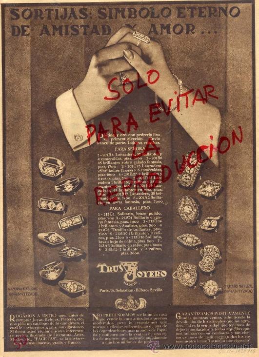Coleccionismo de revistas y peri&oacute;dicos: EL TRUST JOYERO PARIS-S.SEBASTIAN-BILBAO-SEVILLA BRILLANTES JOYAS HOJA REVISTA