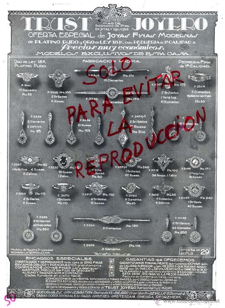 Coleccionismo de revistas y peri&oacute;dicos: EL TRUST 1925 JOYERO BRILLANTES  MADRID HOJA REVISTA