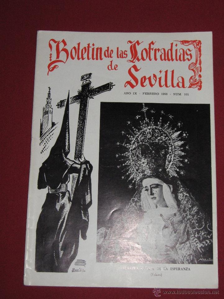 Coleccionismo de Revistas y Peri&oacute;dicos: BOLETIN COFRADIAS SEVILLA - SEMANA SANTA - N&ordm; 101 - FEBRERO 1968 - ESPERANZA DE TRIANA