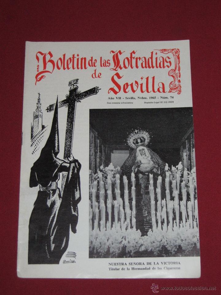 Coleccionismo de Revistas y Peri&oacute;dicos: BOLETIN COFRADIAS SEVILLA - SEMANA SANTA - N&ordm; 74 - NOVIEMBRE 1965 - NTRA SRA DE LA VICTORIA