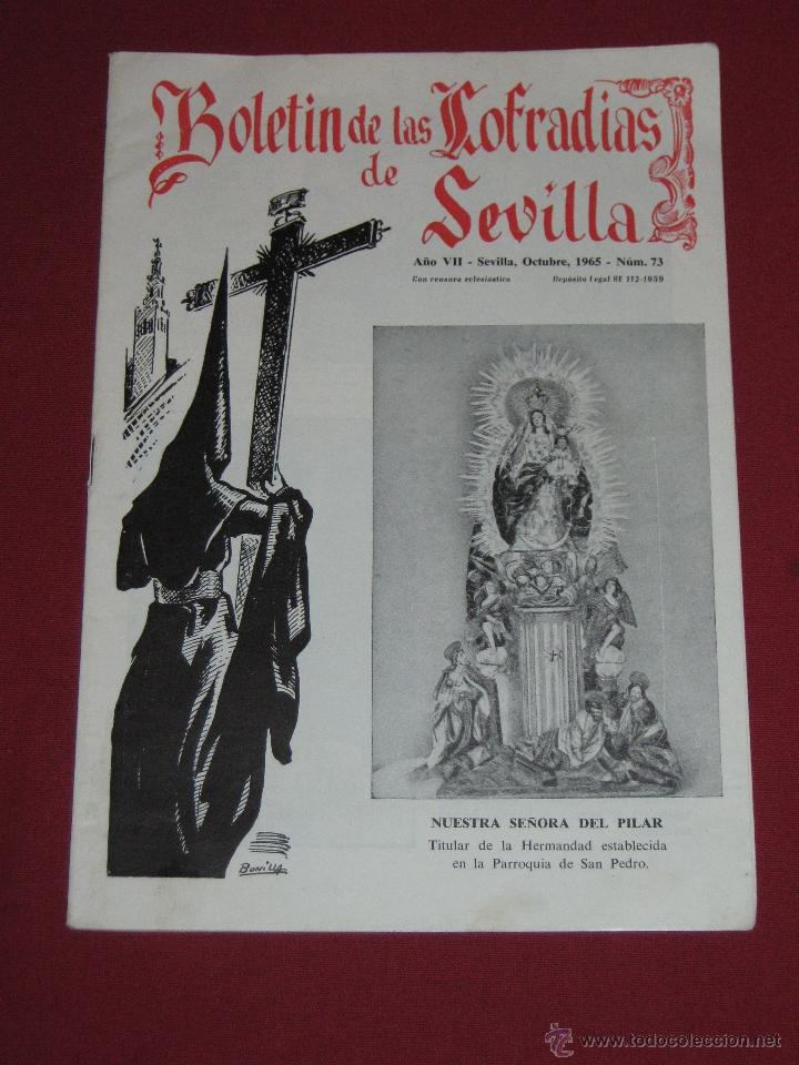 Coleccionismo de Revistas y Peri&oacute;dicos: BOLETIN COFRADIAS SEVILLA - SEMANA SANTA - N&ordm; 73 - OCTUBRE 1965 - NTRA SRA DEL PILAR - PAR. S. PEDRO