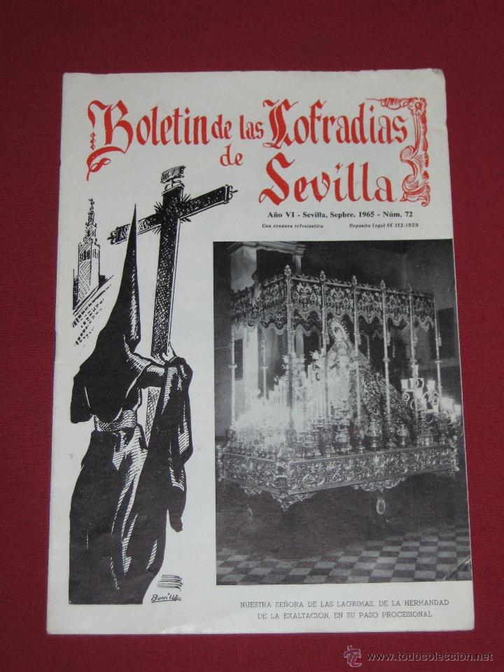 Coleccionismo de Revistas y Peri&oacute;dicos: BOLETIN COFRADIAS SEVILLA - SEMANA SANTA - N&ordm; 72 - SEPTIEMBRE 1965 - NTRA SRA DE LAS LAGRIMAS