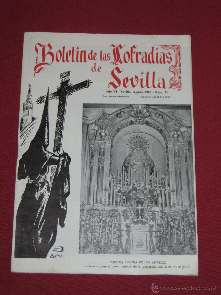 Coleccionismo de Revistas y Peri&oacute;dicos: BOLETIN COFRADIAS SEVILLA - SEMANA SANTA - N&ordm; 71 - AGOSTO 1965 - NTRA SRA DE LOS ANGELES - NEGRITOS